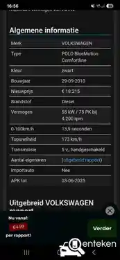 VW Polo 1.2 TDI BlueMotion  2010